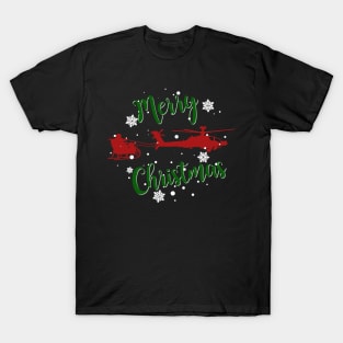 Gun Pilot - AH-64D Apache Pulling Santa Merry Christmas T-Shirt